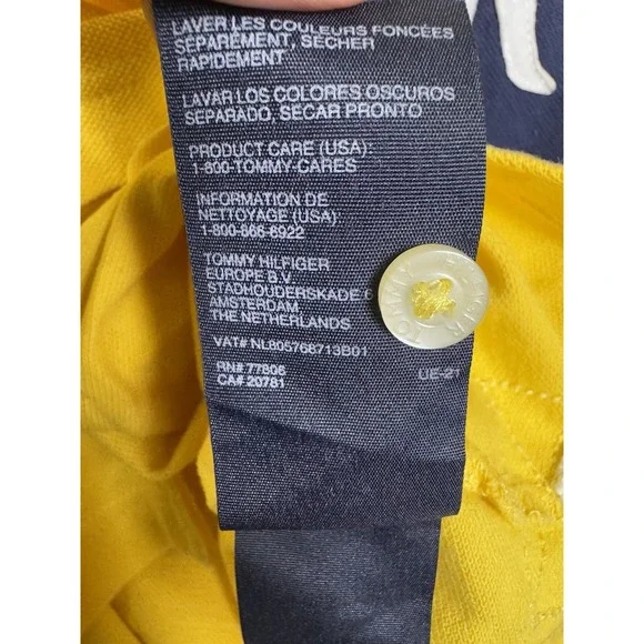 Tommy Hilfiger Rugby Shirt Navy Blue Yellow Iconic Classic Striped Rap 5 Custom - Picture 7 of 13
